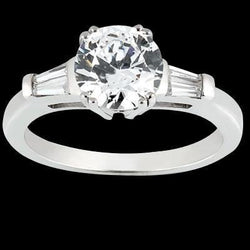 Ronde & Baguette Diamond 1.91 Carat Three Stone Style Verlovingsring