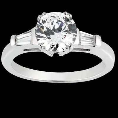 Ronde & Baguette Diamond 1.91 Carat Three Stone Style Verlovingsring - harrychadent.nl