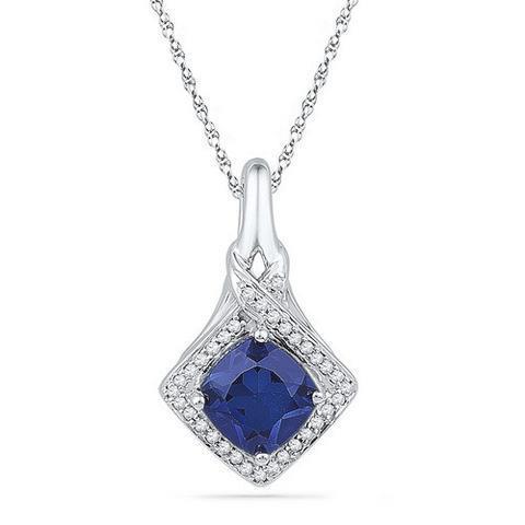 Ronde Ceylon Sapphire Hanger Diamant 1.07 Karaat 14K Wit Goud 14K - harrychadent.nl