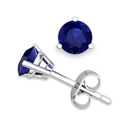 Ronde Cut Prong Set 3 Cts Sri Lanka Sapphire Studs Oorbellen Wit Goud