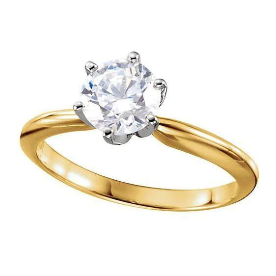 Ronde Diamant 3.52 ct, Solitaire Ring Tweekleurige Sieraden