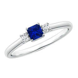 Ronde Diamant & Prinses Blauwe Saffier Jubileumring 1,25 Karaat