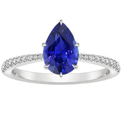 Ronde Diamanten Edelsteen Ring Blauwe Saffier Met Accenten Goud 5 Karaat