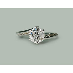 Ronde Diamanten jubileum ring 1,36 karaat sieraden Nieuw wit goud 14k