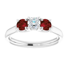 Afbeelding in Gallery-weergave laden, Ronde Diamond Ruby Stone Ring 2,40 karaat witgoud 14K sieraden - harrychadent.nl
