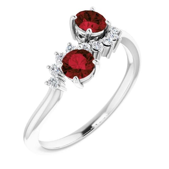 Ronde Diamond Ruby Stone Ring 2,40 karaat witgoud 14K sieraden - harrychadent.nl