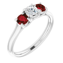 Ronde Diamond Ruby Stone Ring 2,40 karaat witgoud 14K sieraden
