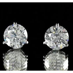 Ronde Diamond Stud Earring 2 karaat witgoud 14K sieraden