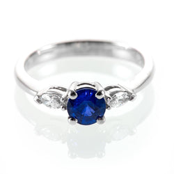 Ronde & Marquise Ceylon blauwe saffier diamanten ring wit goud 2.50 Ct