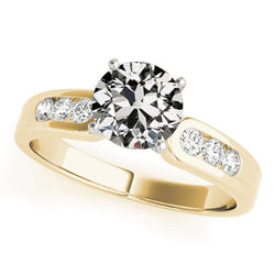 Ronde Old Cut Diamond Ring Prong Set Two Tone 3 Carats