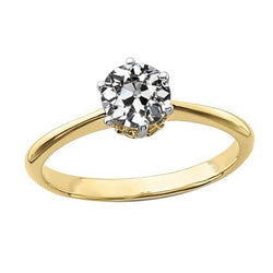 Ronde Old Mine Cut Diamond Solitaire trouwring 1,50 karaat