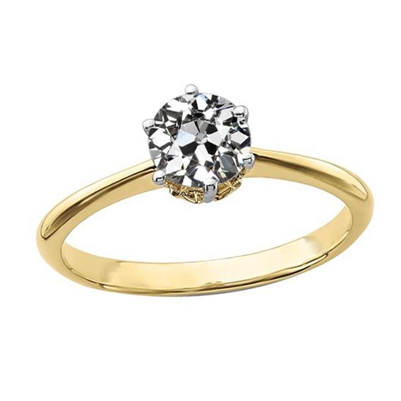 Ronde Old Mine Cut Diamond Solitaire trouwring 1,50 karaat - harrychadent.nl