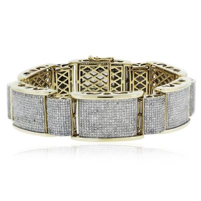 Ronde Pave Set Natuurlijke Diamanten Herenarmband 20 Karaat Geel Goud 14K - harrychadent.nl