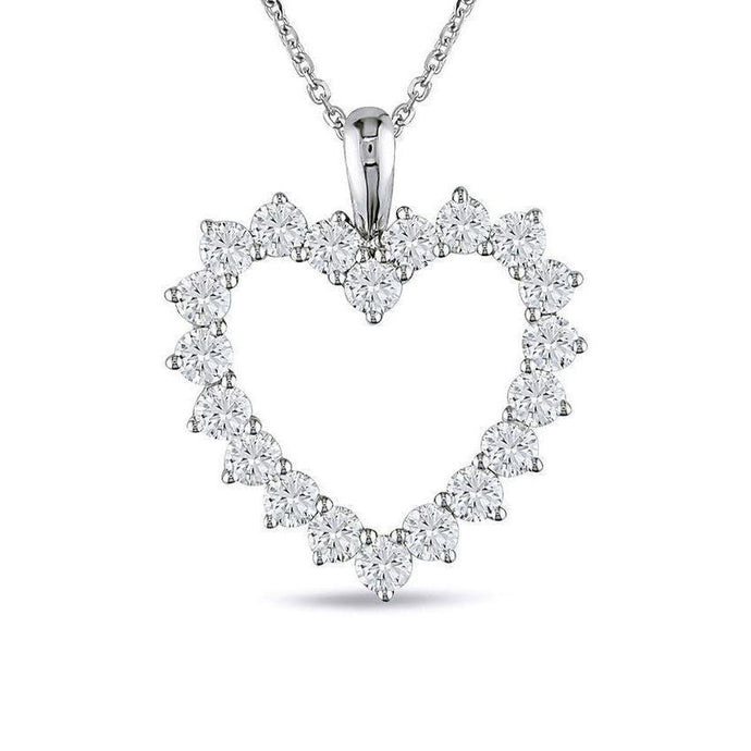 Ronde Prong Set Diamanten Hart Hanger 5 Karaat Wit Goud 14K - harrychadent.nl
