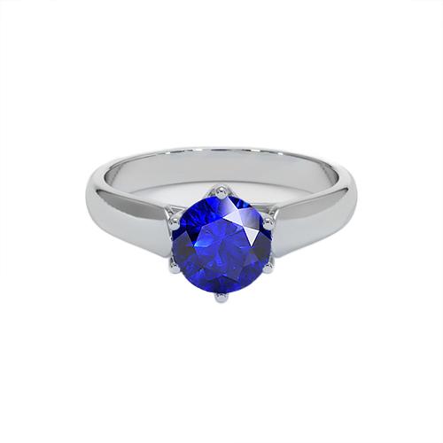 Ronde Solitaire Ring Sri Lankaanse Saffier 2 Karaat Wit Goud 14K - harrychadent.nl