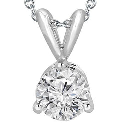 Ronde Solitaire diamanten halsketting hanger 1,50 karaat witgoud 14K
