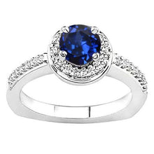 Afbeelding in Gallery-weergave laden, Ronde Sri Lankaanse Saffier Diamanten Ring 5.76 Karaat Wit Goud 14K - harrychadent.nl
