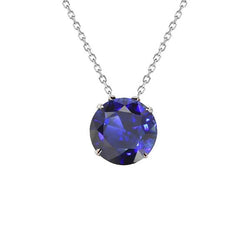 Ronde blauwe saffier Solitaire hanger 4 prong set ketting 2 karaat