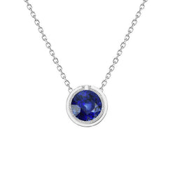 Ronde blauwe saffier en diamanten hanger bezel set sieraden 1,25 karaat