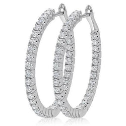 Ronde briljant geslepen 4.90 karaat diamanten dame hoepel oorbellen goud 14K