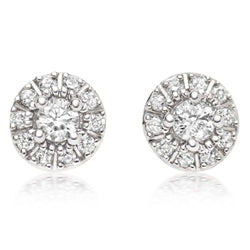 Ronde briljant geslepen Halo diamanten oorknopjes 1.70 ct. Wit goud 14K