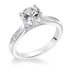 Ronde Briljantslijpsel 2.95 Karaat Natuurlijke uit de aarde gewonnen Diamanten Ring met Accenten Witgoud