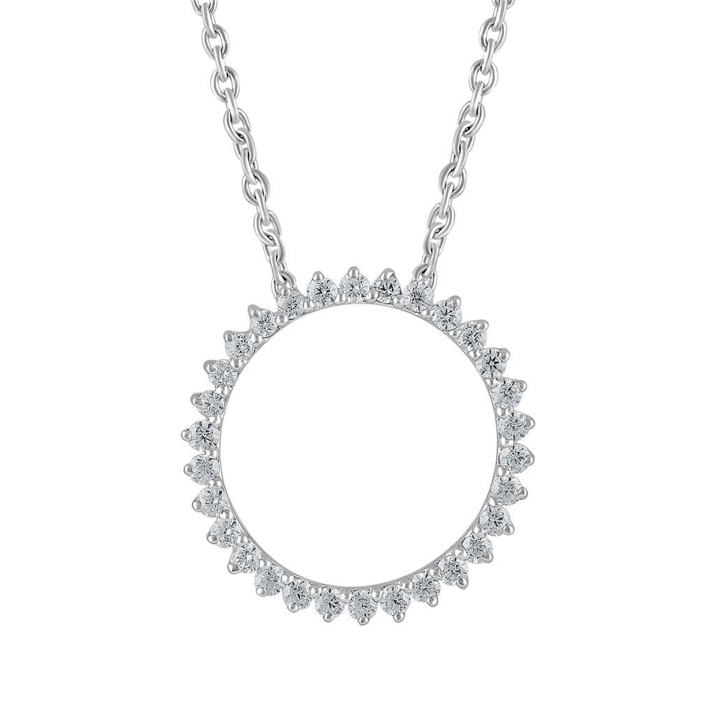 Ronde briljante vorm diamant cirkel hanger ketting 3.0 karaat WG 14K - harrychadent.nl