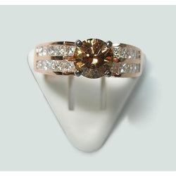 Ronde bruine champagne diamanten edelsteen ring 2.5 karaat rosé goud 14K