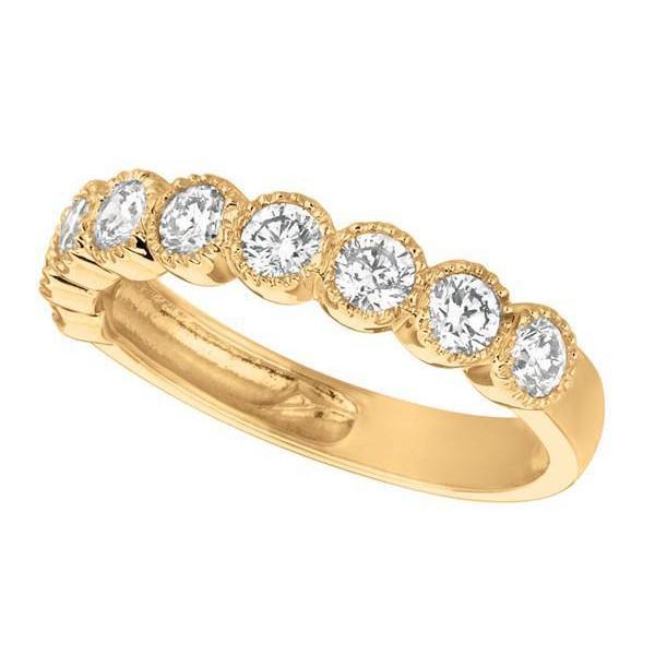 Ronde diamant 1 ct. Bernish Setting Halve Eeuwigheid Band Geel Goud 14K - harrychadent.nl