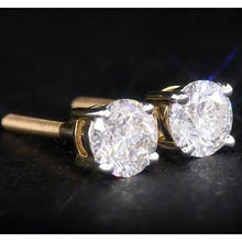 Afbeelding in Gallery-weergave laden, Ronde diamant 1,80 karaat oorknopjes mand instelling geel goud 14K - harrychadent.nl
