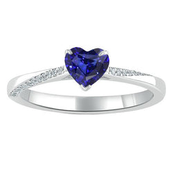 Ronde diamant & blauwe saffier verlovingsring 2 karaat taps toelopende schacht
