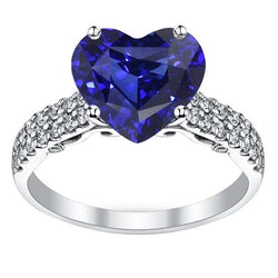 Ronde diamant en Ceylon saffier verlovingsring 4,50 karaat goud 14K