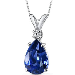 Ronde diamant & peer blauwe saffier hanger 4 Prong Set 4 karaat