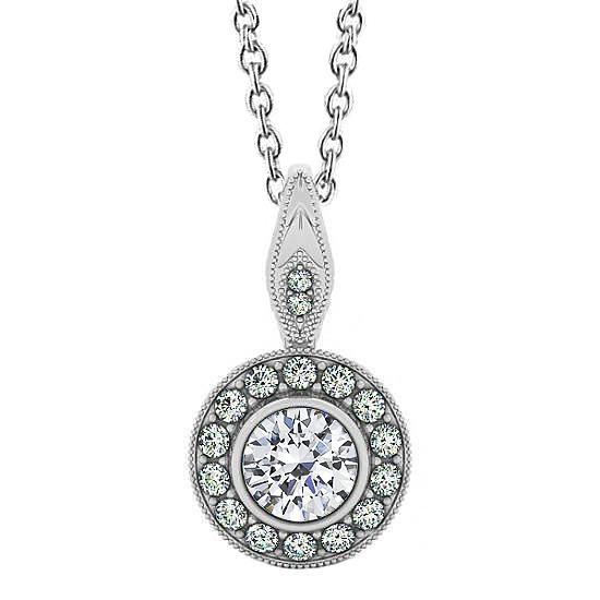Ronde diamanten 1.50 karaat hanger ketting zonder ketting wit goud 14K - harrychadent.nl