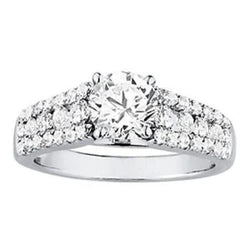 Ronde diamanten 2 karaats Solitaire met accenten Ring wit goud 14K