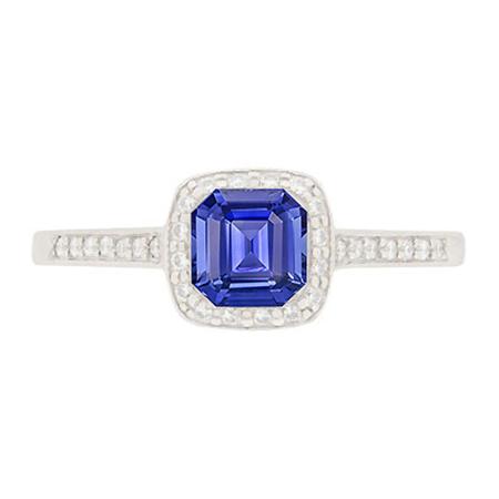 Ronde diamanten Halo Asscher blauwe saffier verlovingsring 1,75 karaat - harrychadent.nl