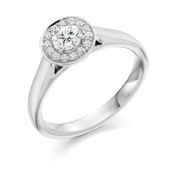 Ronde diamanten Halo Ring 1.50 karaat griffenzetting wit goud 14K