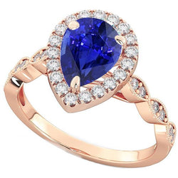 Ronde diamanten Halo Ring Peer Sri Lankaanse saffier 5 karaat