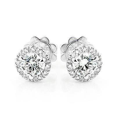Ronde diamanten Halo Stud Earring voor dames 2.10 karaat witgoud 14K - harrychadent.nl