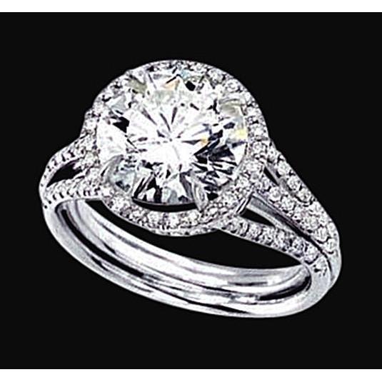 Ronde diamanten Halo-verlovingsring met 3 rijen 2,91 karaat witgoud 14K - harrychadent.nl