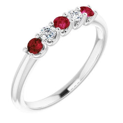 Ronde diamanten Ruby Stone Ring 2 karaat witgoud 14K sieraden