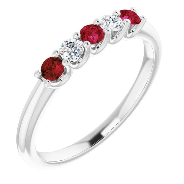 Ronde diamanten Ruby Stone Ring 2 karaat witgoud 14K sieraden - harrychadent.nl