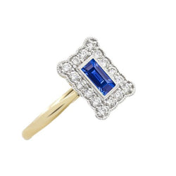 Ronde diamanten bloemstijl Halo natuurlijke blauwe saffierring 3 karaat