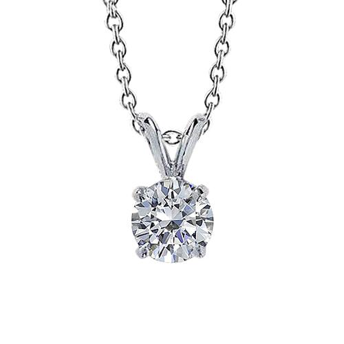 Ronde diamanten dame Solitaire ketting hanger 1 karaat witgoud 14K - harrychadent.nl