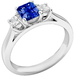 Ronde diamanten damesring 1,25 karaat Ceylon saffier U-tandinstelling