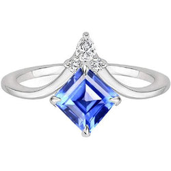 Ronde diamanten gouden ringversterker Asscher Ceylon Sapphire 2,50 karaat