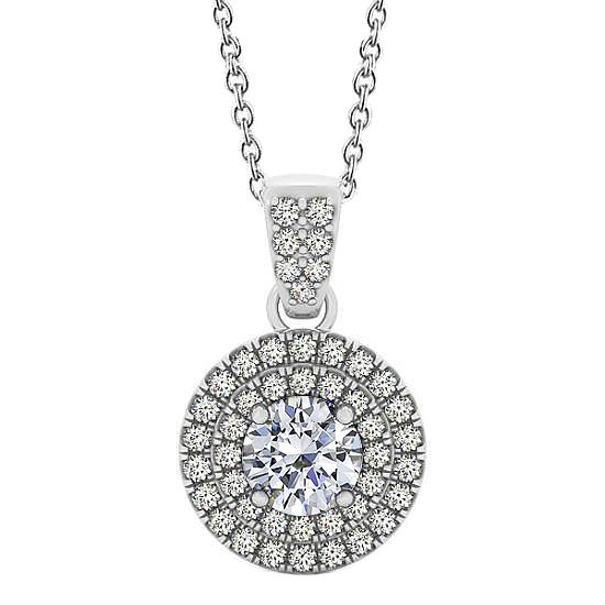 Ronde diamanten hanger ketting 1,85 karaat zonder ketting wit goud 14K - harrychadent.nl