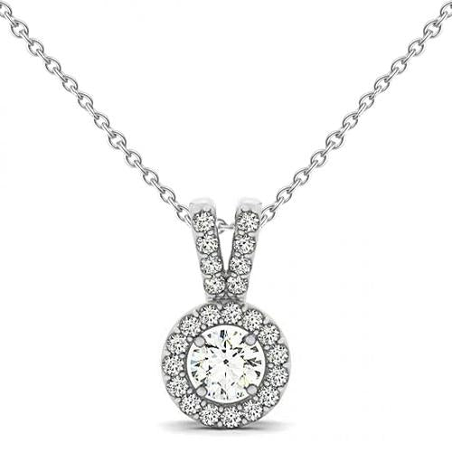Ronde diamanten hanger ketting zonder ketting 1,25 karaat massief goud 14K - harrychadent.nl