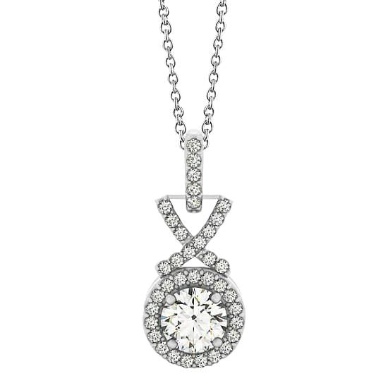 Ronde diamanten hanger ketting zonder ketting 1,50 karaat witgoud 14K - harrychadent.nl
