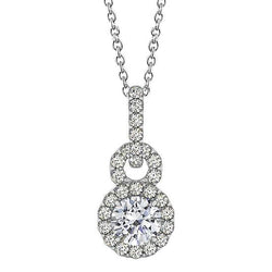 Ronde diamanten hanger ketting zonder ketting 1,75 karaat witgoud 14K
